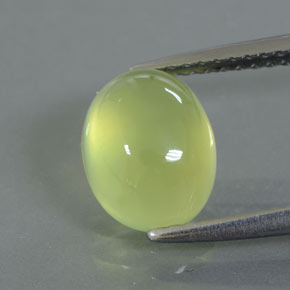 Light Lemon Yellow Prehnite Gem - 2.7ct Oval Cabochon (ID: 376571)