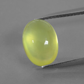 3.99 ct Green Prehnite Gemstone, Prehnite Gem in Oval Cabochon Shape for Sale.