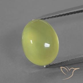 4.31ct Natural Light Greenish Yellow Prehnite, Oval, Transparent/Translucent