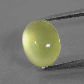 Светло-желтый Пренит Камень - 5.3ct Овал Кабошон (ID: 376622)