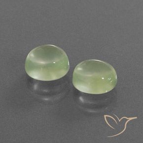 3.36 ctw Green Prehnite Stones, Natural Prehnite in Oval Cabochon Shape for Sale