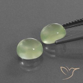Prehnite Gemstones in 7.3 x 6.3 mm Size for Sale, Prehnite Stones in Yellow Green Color