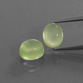 Pale Pear Green Prehnite Gem - 2.1ct Oval Cabochon (ID: 376639)