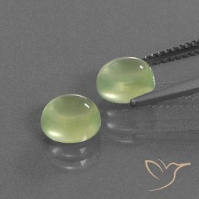 Prehnite Gemstones in 6.9 x 6.1 mm Size for Sale, Prehnite Stones in Medium Green Color
