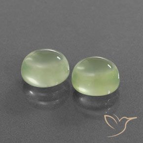 3.94 ctw Green Prehnite Stones, Natural Prehnite in Oval Cabochon Shape for Sale