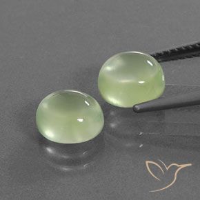 Prehnite Gemstones in 7.8 x 7 mm Size for Sale, Prehnite Stones in Medium Green Color