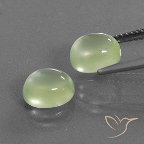 Prehnite Gemstones in 8.4 x 7.2 mm Size for Sale, Prehnite Stones in Pale Pear Green Color