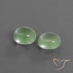 5.50 ctw Green Prehnite Stones, Natural Prehnite in Oval Cabochon Shape for Sale
