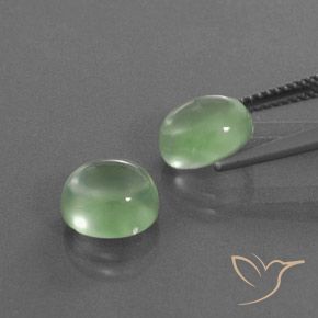 Prehnite Gemstones in 8.9 x 7.7 mm Size for Sale, Prehnite Stones in Pale Pear Green Color