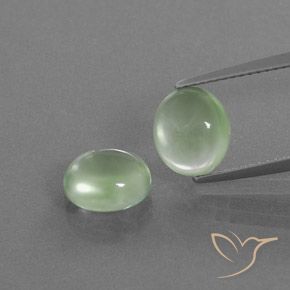 4.16 ctw Green Prehnite Gemstones, Prehnite Gems in Oval Cabochon Shape for Sale.