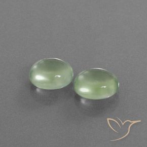 4.16 ctw Green Prehnite Stones, Natural Prehnite in Oval Cabochon Shape for Sale