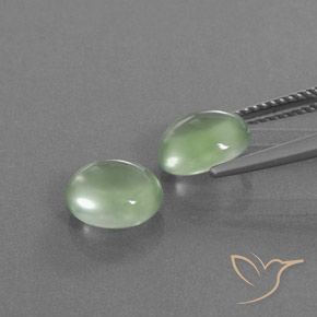 Prehnite Gemstones in 8.7 x 7.8 mm Size for Sale, Prehnite Stones in Yellowish Green Color