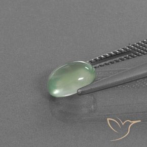 Prehnite Gemstone in 8.1 x 6.5 mm Size for Sale, Prehnite Stone in Pale Yellowish Green Color