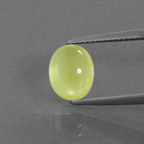 2.36 ct Green Prehnite Gemstone, Prehnite Gem in Oval Cabochon Shape for Sale.