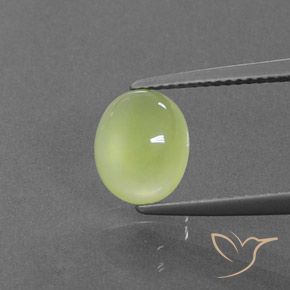 2.55 ct Yellow Prehnite Gemstone, Prehnite Gem in Oval Cabochon Shape for Sale.