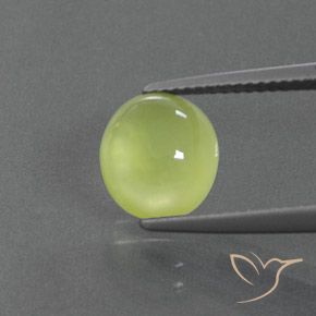 2.97 ct Yellow Prehnite Gemstone, Prehnite Gem in Oval Cabochon Shape for Sale.