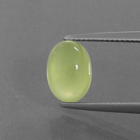 Light Yellow Prehnite Gem - 3.2ct Oval Cabochon (ID: 376693)