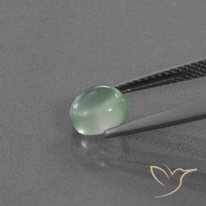 Prehnite Gemstone in 7.1 x 6.4 mm Size for Sale, Prehnite Stone in Light Mint Color