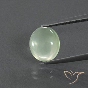 2.18 ct Green Prehnite Gemstone, Prehnite Gem in Oval Cabochon Shape for Sale.