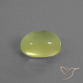 3.47 ct Yellow Prehnite Stone, Natural Prehnite in Oval Cabochon Shape for Sale