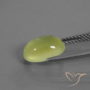 Prehnite Gemstone in 10.1 x 7.3 mm Size for Sale, Prehnite Stone in Light Greenish Yellow Color
