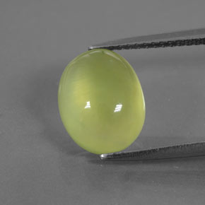 Светло-зеленовато-желтый Пренит Камень - 4.3ct Овал Кабошон (ID: 376763)