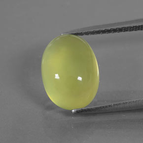 4.26 ct Green Prehnite Gemstone, Prehnite Gem in Oval Cabochon Shape for Sale.
