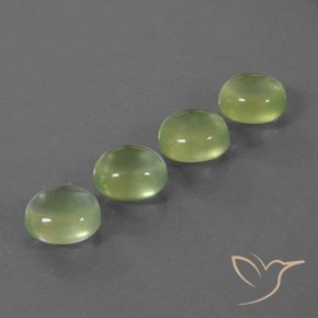 6.98 ctw Green Prehnite Stones, Natural Prehnite in Oval Cabochon Shape for Sale