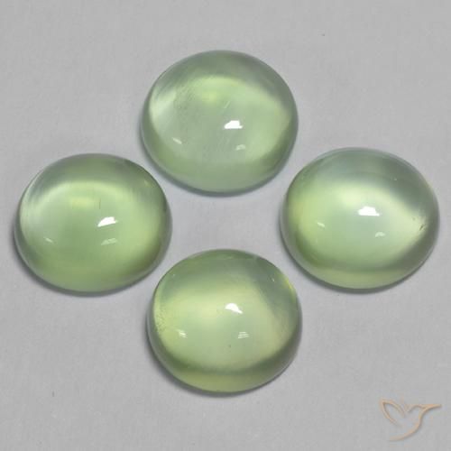 7.53 ctw Green Prehnite Stones, Natural Prehnite in Oval Cabochon Shape for Sale
