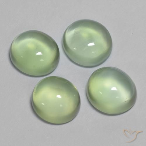 Prehnite Gemstones in 7.8 x 7.1 mm Size for Sale, Prehnite Stones in Yellow Green Color