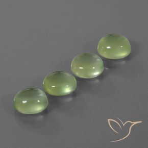 6.38 ctw Green Prehnite Stones, Natural Prehnite in Oval Cabochon Shape for Sale