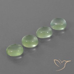 9.79 ctw Green Prehnite Stones, Natural Prehnite in Oval Cabochon Shape for Sale