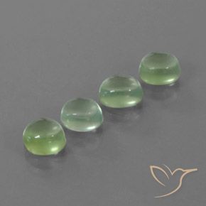4.84 ctw Green Prehnite Stones, Natural Prehnite in Oval Cabochon Shape for Sale