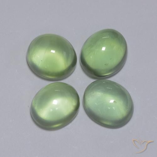 6.16 ctw Green Prehnite Stones, Natural Prehnite in Oval Cabochon Shape for Sale