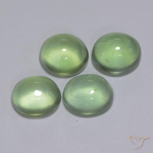 Prehnite Gemstones in 7.2 x 6.1 mm Size for Sale, Prehnite Stones in Yellow Green Color