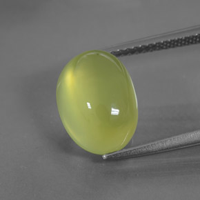 5.40 ct Green Prehnite Gemstone, Prehnite Gem in Oval Cabochon Shape for Sale.