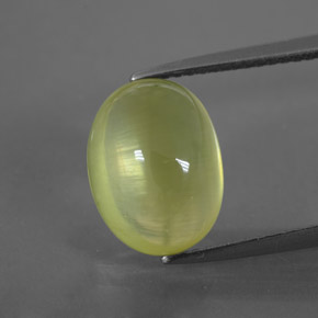 Amarillo claro Prehnite Gema - 5.2ct Cabujón Óvalo (ID: 376881)