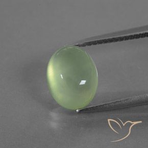 3.45ct Natural Pale Pear Green Prehnite, Oval, Transparent/Translucent