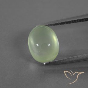 3,39 ct ovaler Prehnit aus Südafrika, Größe: 9,6 x 7,6mm, Reinheit: Transparent, Garantiert echter Edelstein, 1 Stück Prehnit in Mittelgrün Farbe, Mohs-Härte von 6 - 6,5, Photo A
