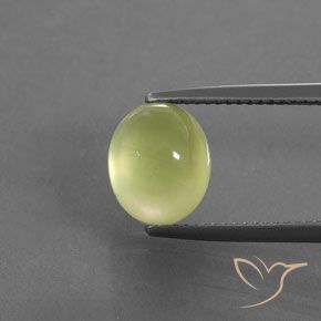 3.66 ct Yellow Prehnite Gemstone, Prehnite Gem in Oval Cabochon Shape for Sale.