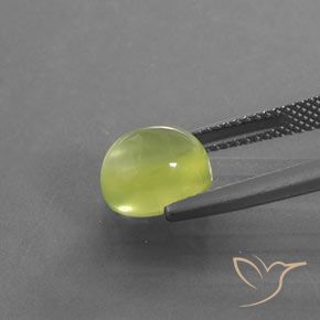 Prehnite Gemstone in 9.2 x 8 mm Size for Sale, Prehnite Stone in Light Lemon Yellow Color