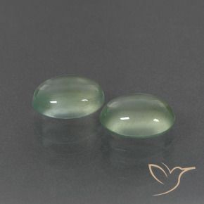 3.77 ctw Green Prehnite Stones, Natural Prehnite in Oval Cabochon Shape for Sale