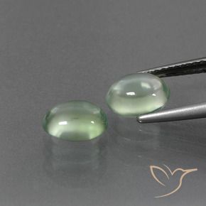 Prehnite Gemstones in 7.7 x 6.5 mm Size for Sale, Prehnite Stones in Light Green Color