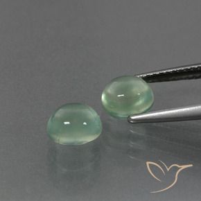 Prehnite Gemstones in 6.6 x 5.9 mm Size for Sale, Prehnite Stones in Light Mint Color