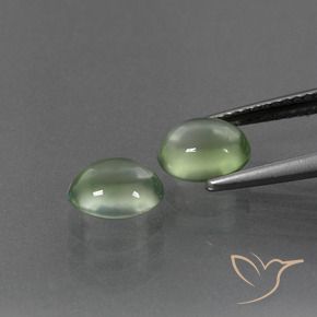 Prehnite Gemstones in 7.3 x 6.1 mm Size for Sale, Prehnite Stones in Pear Green Color