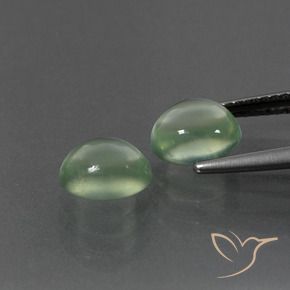 Prehnite Gemstones in 7.7 x 6.3 mm Size for Sale, Prehnite Stones in Yellowish Green Color