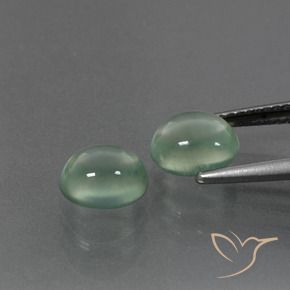 Prehnite Gemstones in 7.6 x 6.3 mm Size for Sale, Prehnite Stones in Warm Green Color