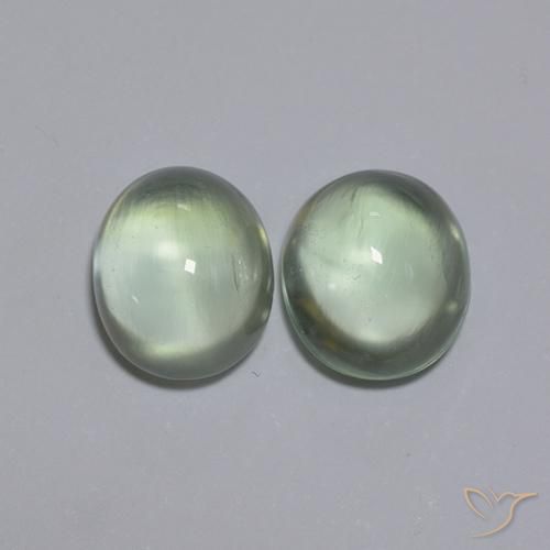 3.56 ctw Green Prehnite Stones, Natural Prehnite in Oval Cabochon Shape for Sale
