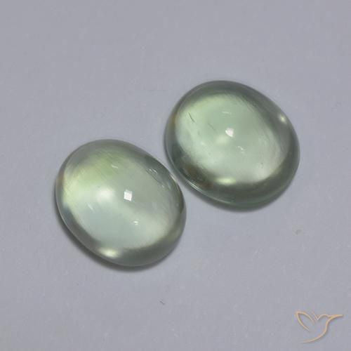 Prehnite Gemstones in 8.1 x 7 mm Size for Sale, Prehnite Stones in Very Light Green Color