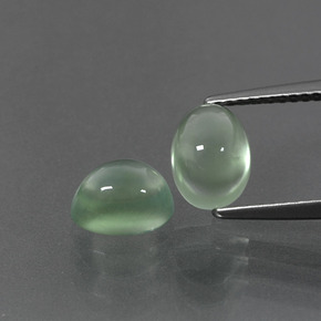 3.35 ctw Green Prehnite Gemstones, Prehnite Gems in Oval Cabochon Shape for Sale.